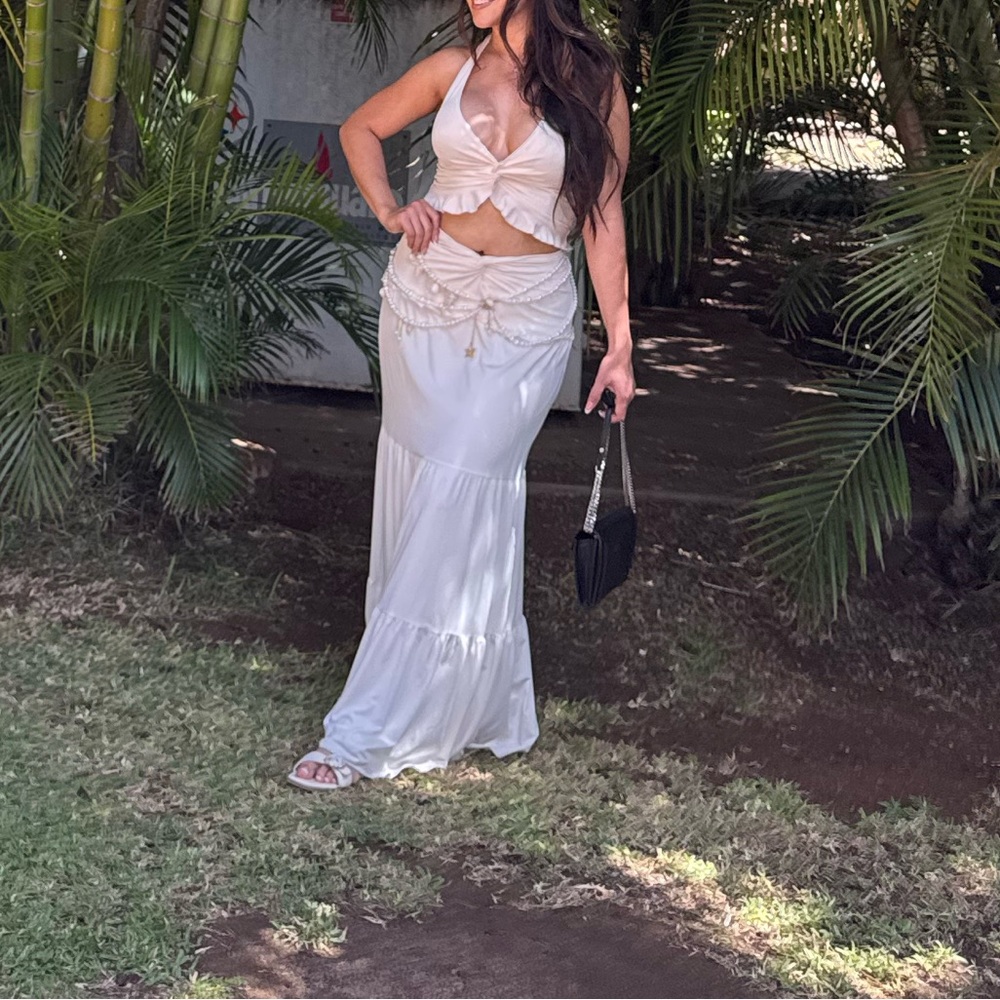 Elegant White Maxi 2 piece set